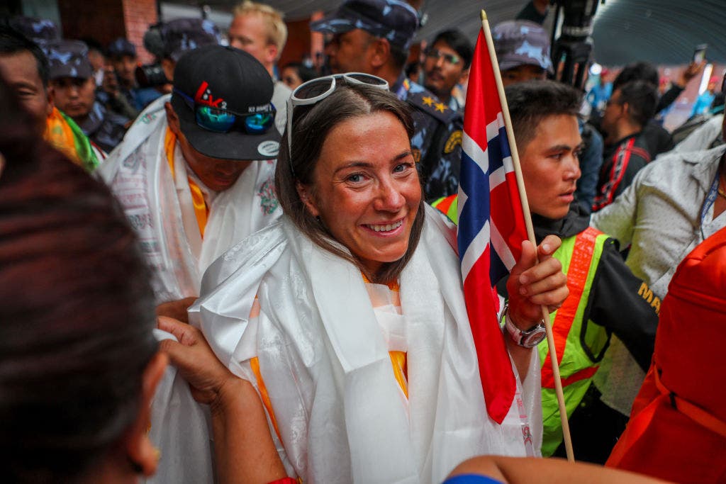 Kristin Harila walks the streets of Kathmandu