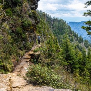 A steep, rocky section of the Alum Cave Trail in Great Smoky Mountains National Park