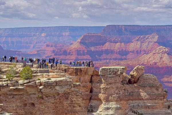 Overcrowded Mather point along the south rim of the Grand Canyon