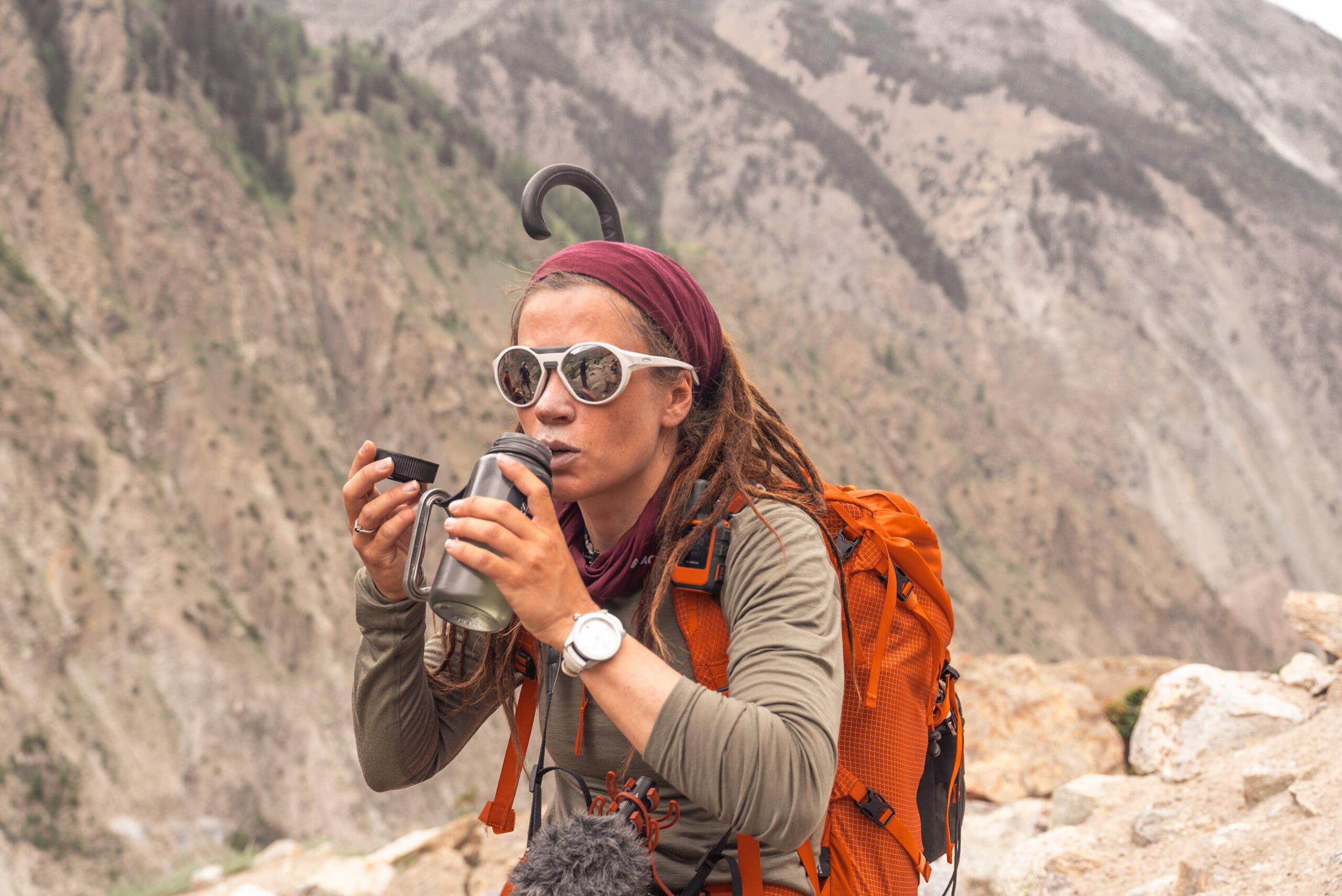 Kristin Harila sipping water
