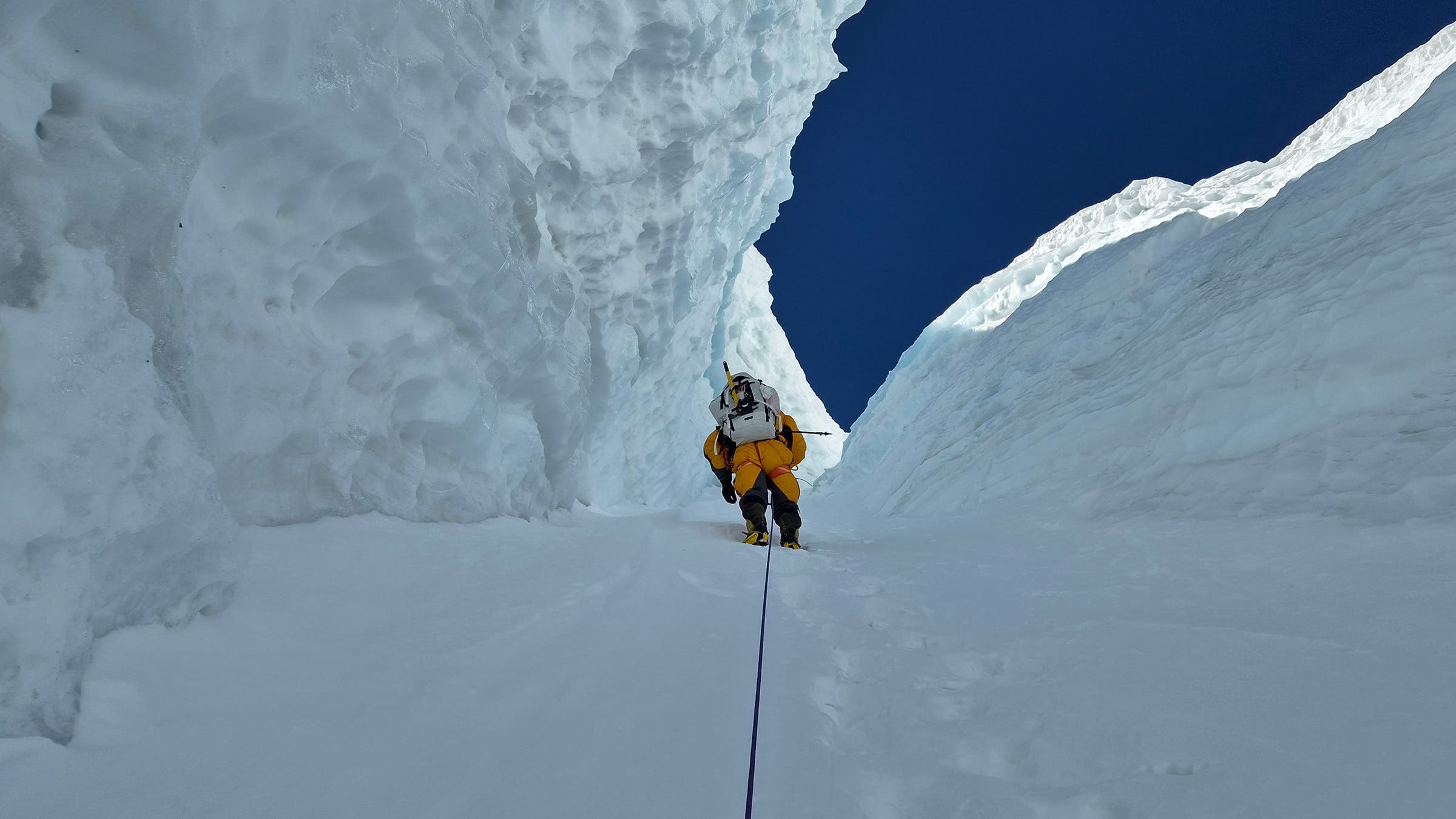 Climber Stefi Toguet makes her way up Annapurna