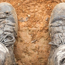 Dirty hiking boots