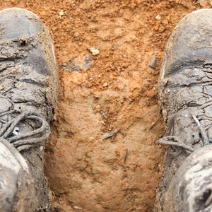 Dirty hiking boots