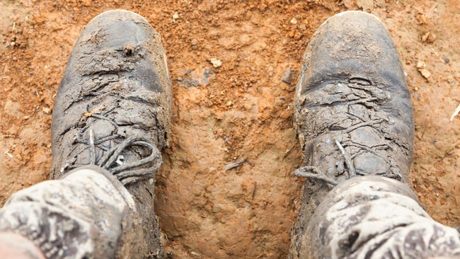 Dirty hiking boots