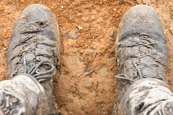 Dirty hiking boots