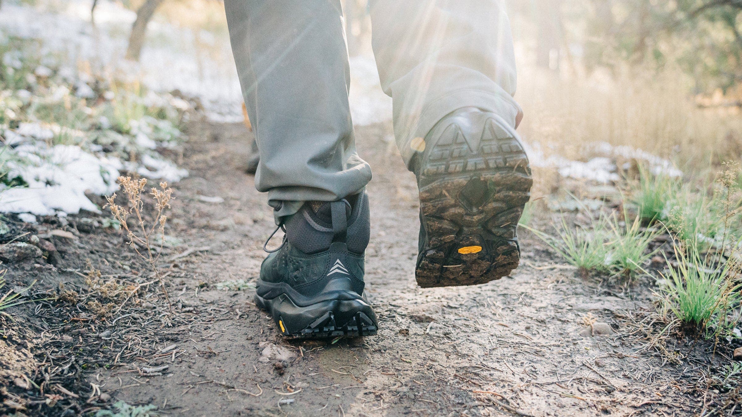 close up of hiking boot tread