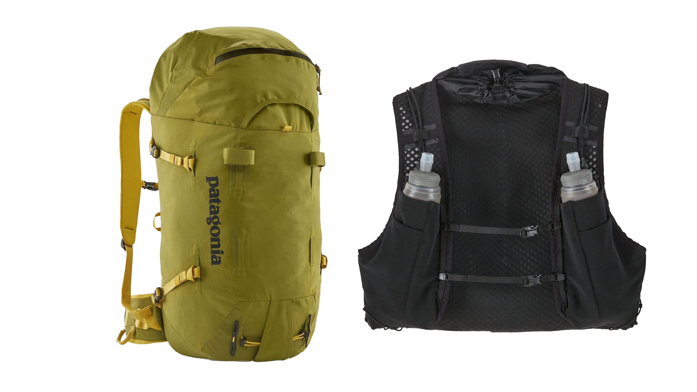 Patagonia Ascensionist 55L and Patagonia Slope Runner 18L backpacks