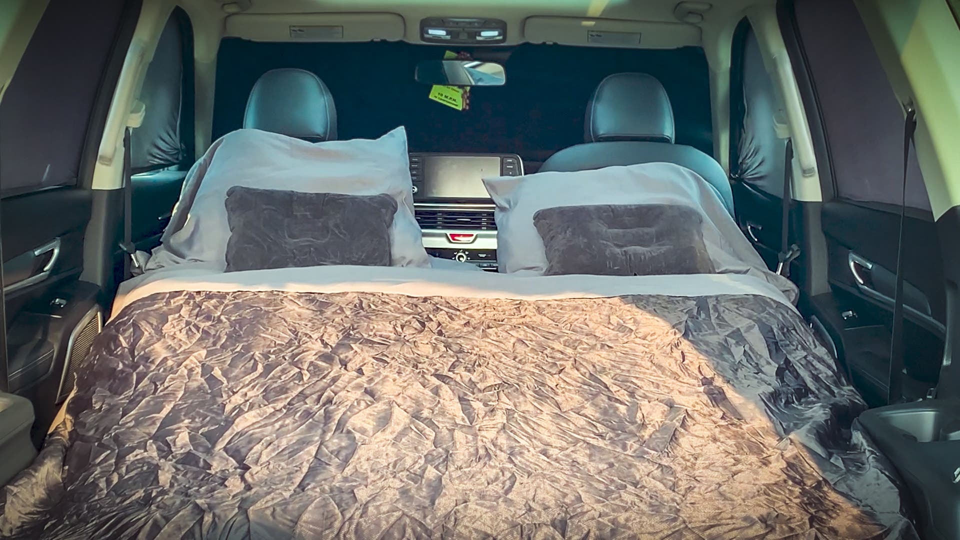 Making a bed in your car