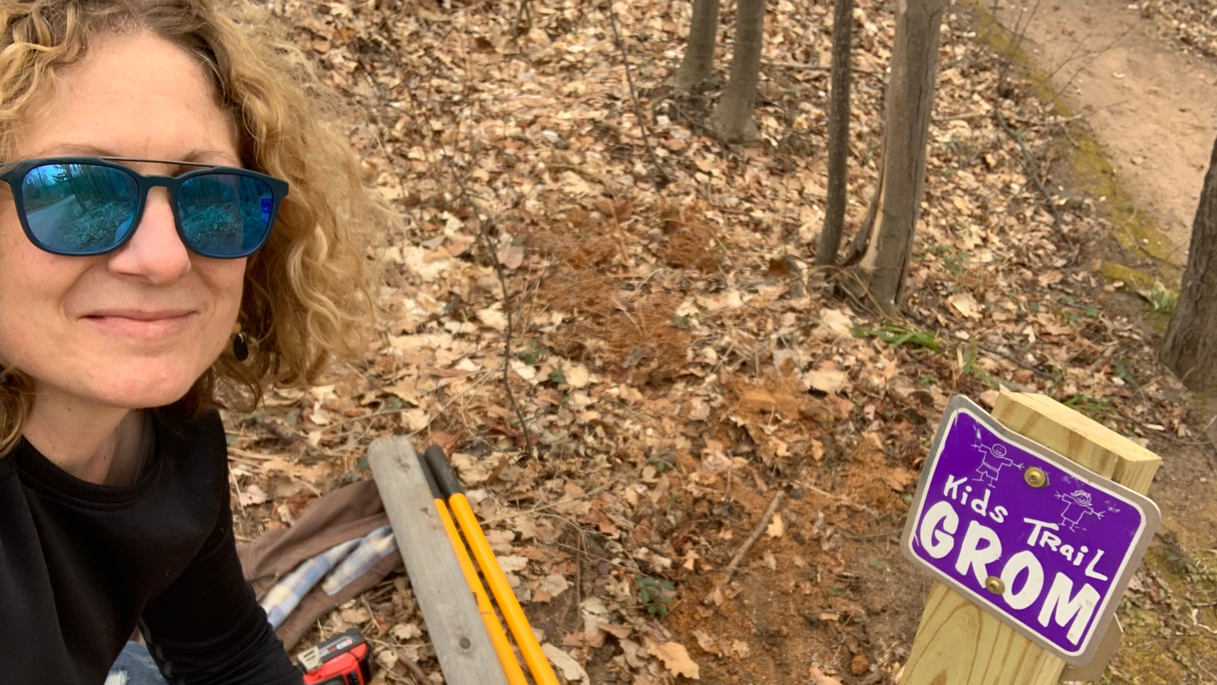 Tara Gluski during fall trail cleanup on the “From”, aka Kid’s Trail