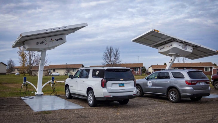 An EV charging station set up by Electric Nation in Standing Rock