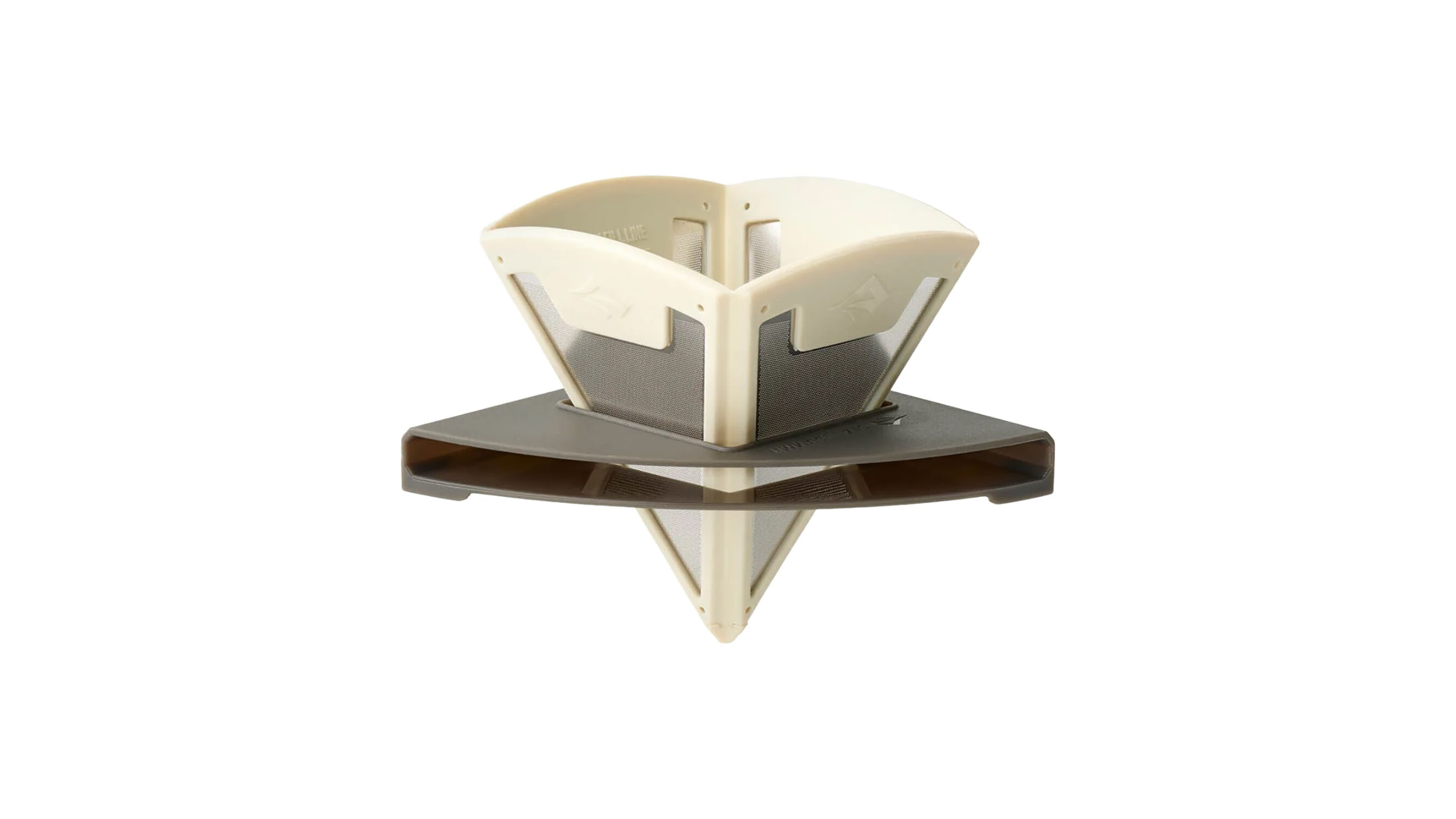 A Sea to Summit Frontier Ultralight collapsible pour-over coffee dripper with a built-in reusable mesh filter, ideal for minimalist backpacking and brewing camp coffee.