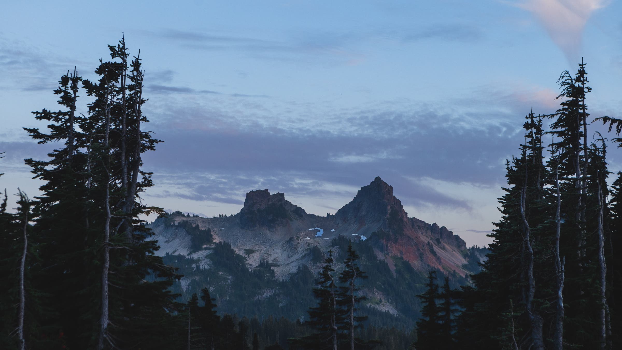A mountain with twin peaks.