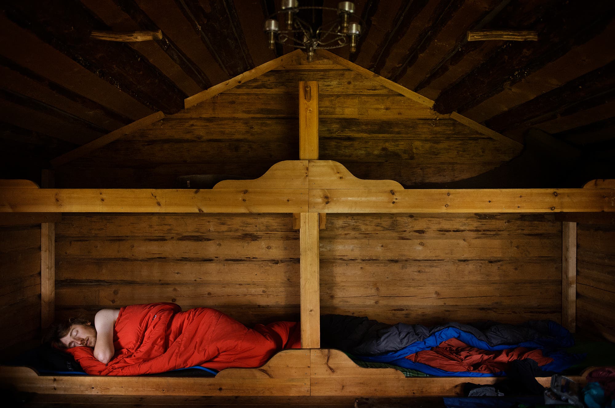 Wood cabin with bunk beds in Sweden