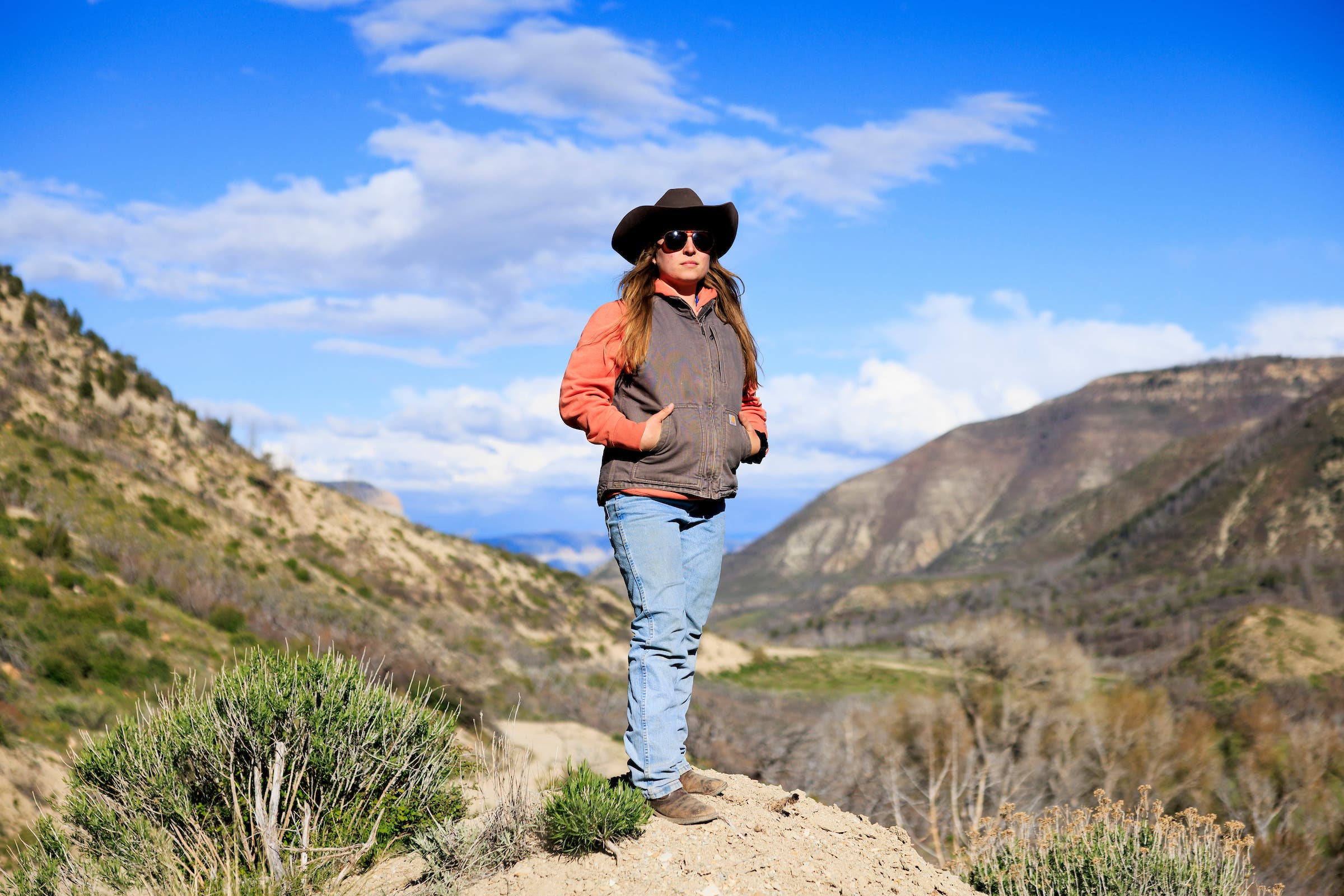 Colorado range rider Emma Baker stands for a portrait.