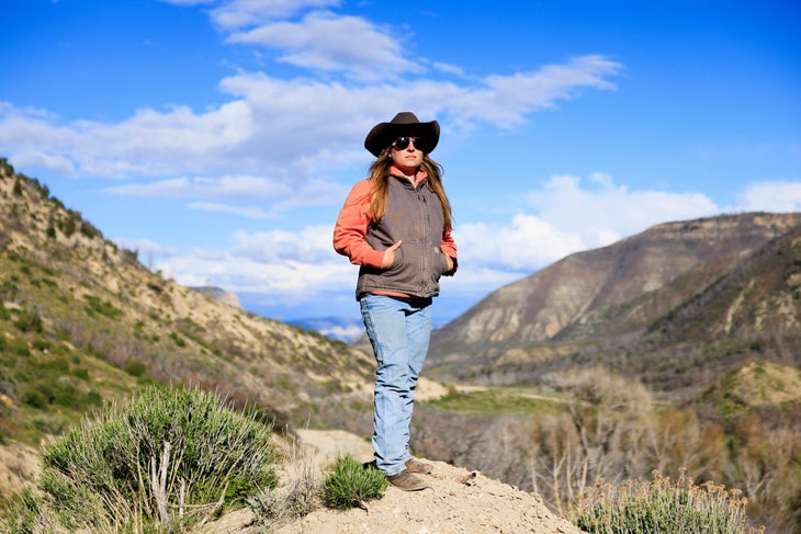 Colorado range rider Emma Baker stands for a portrait.