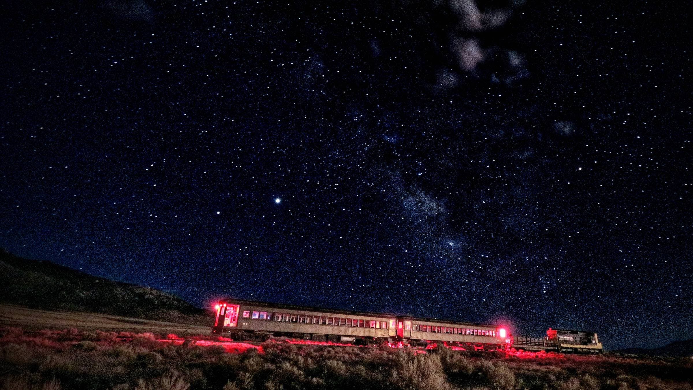 A view of the night sky aboard Northern Nevada Railway.