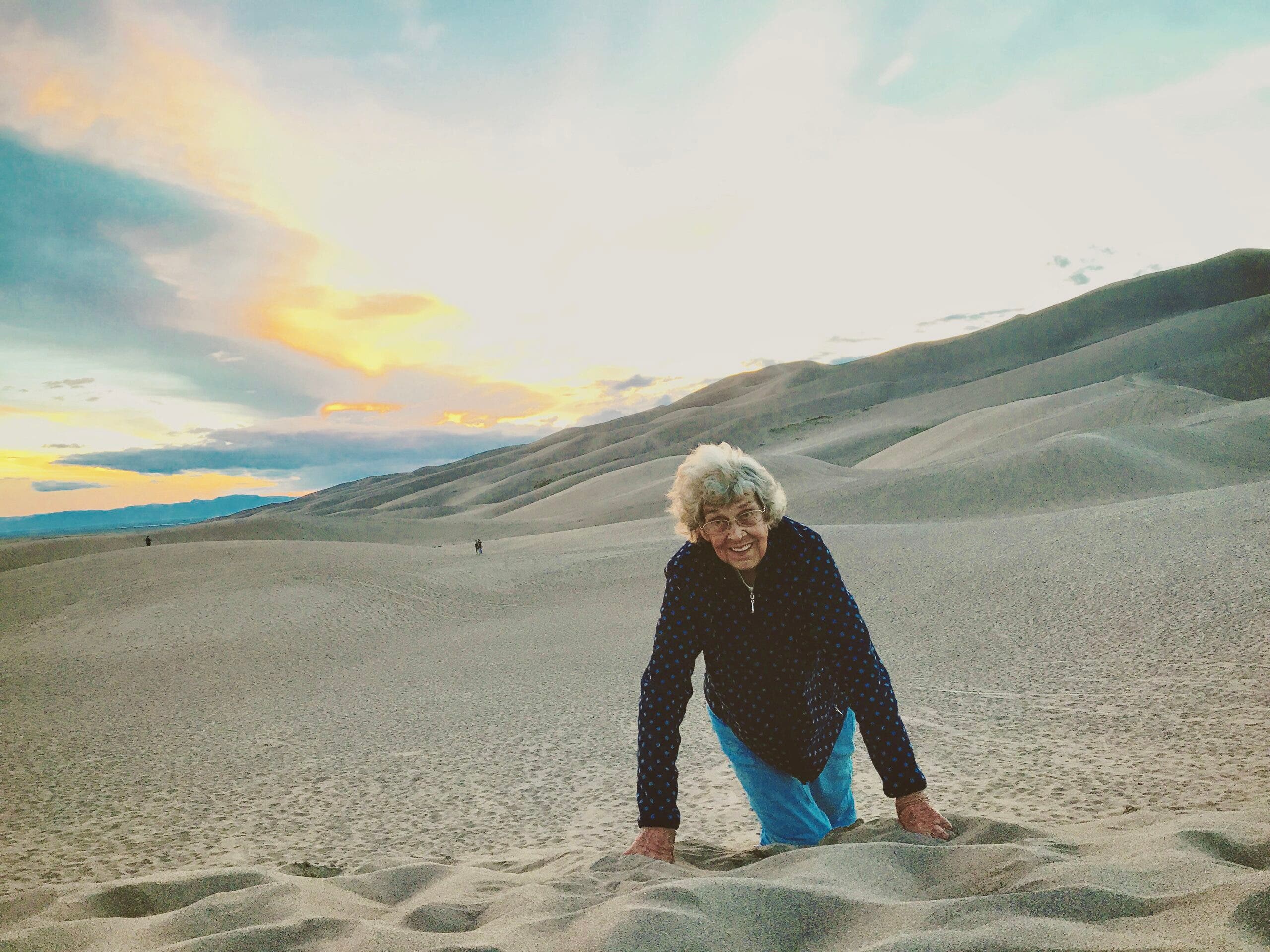 Grandma Joy in Great Sand Dunes National Park