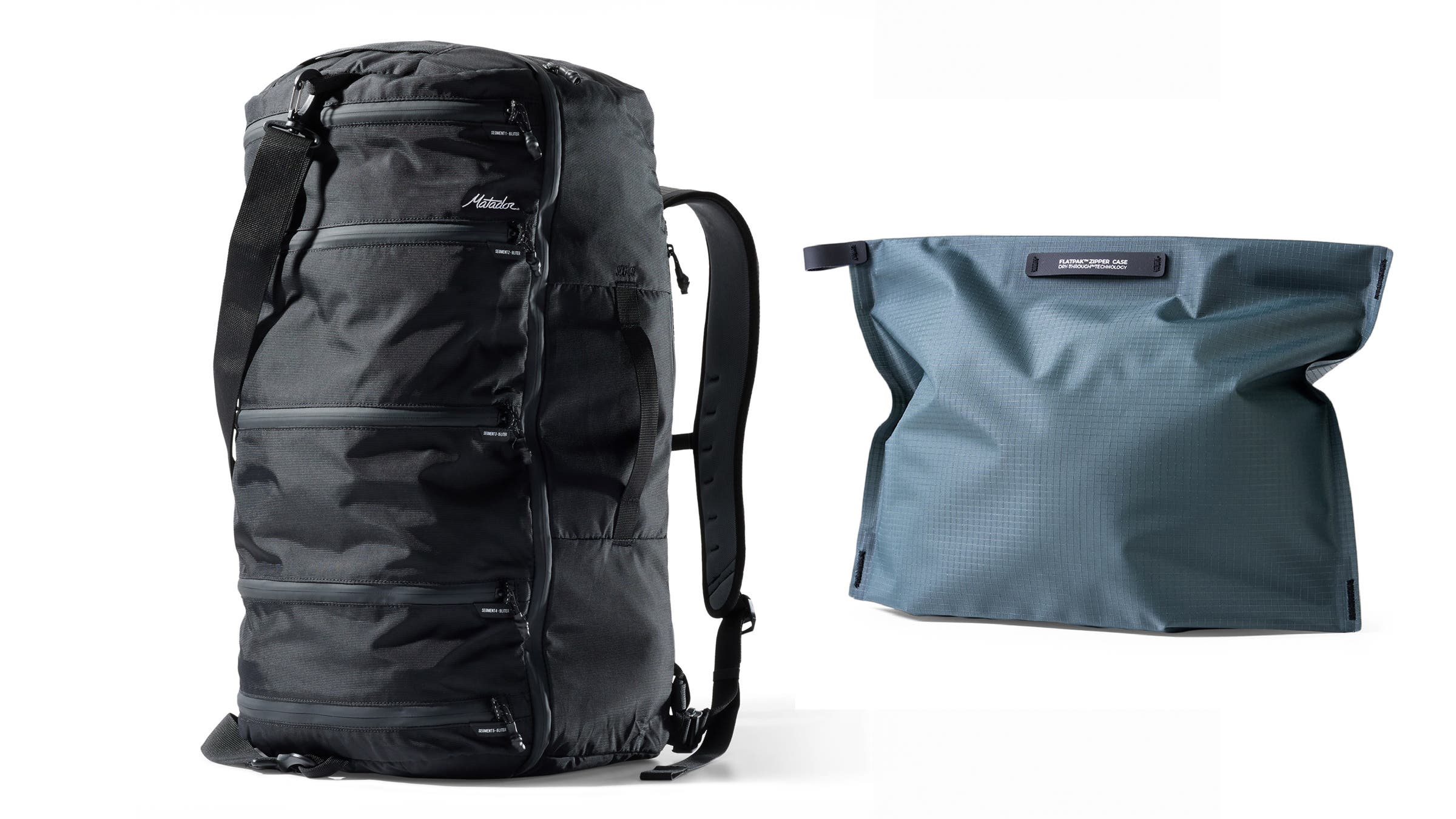 Matador GlobeRider45 backpack and FlatPak toiletry case.