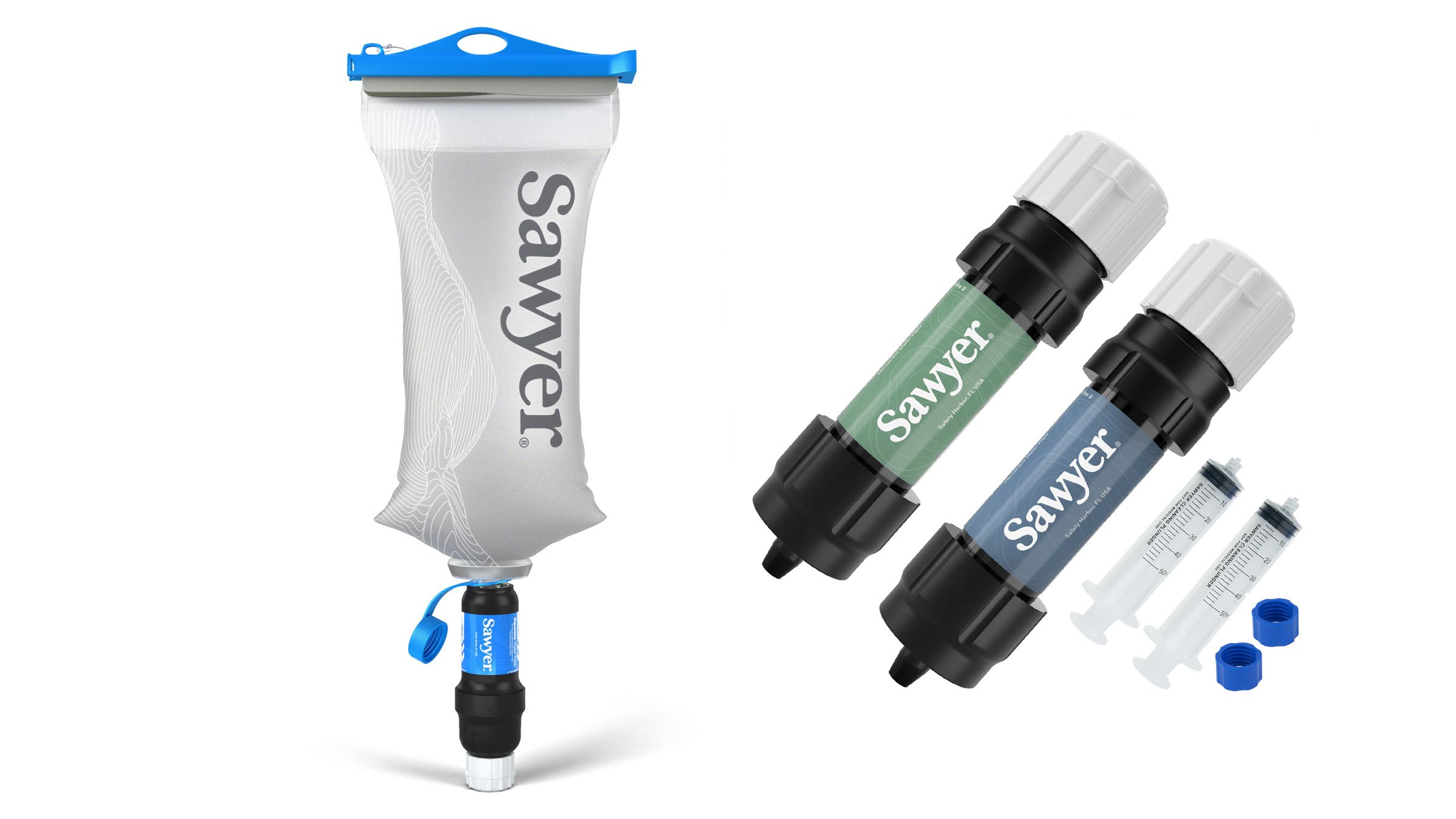 Sawyer Squeeze water filtration system and Sawyer Mini doublethread water filtration system