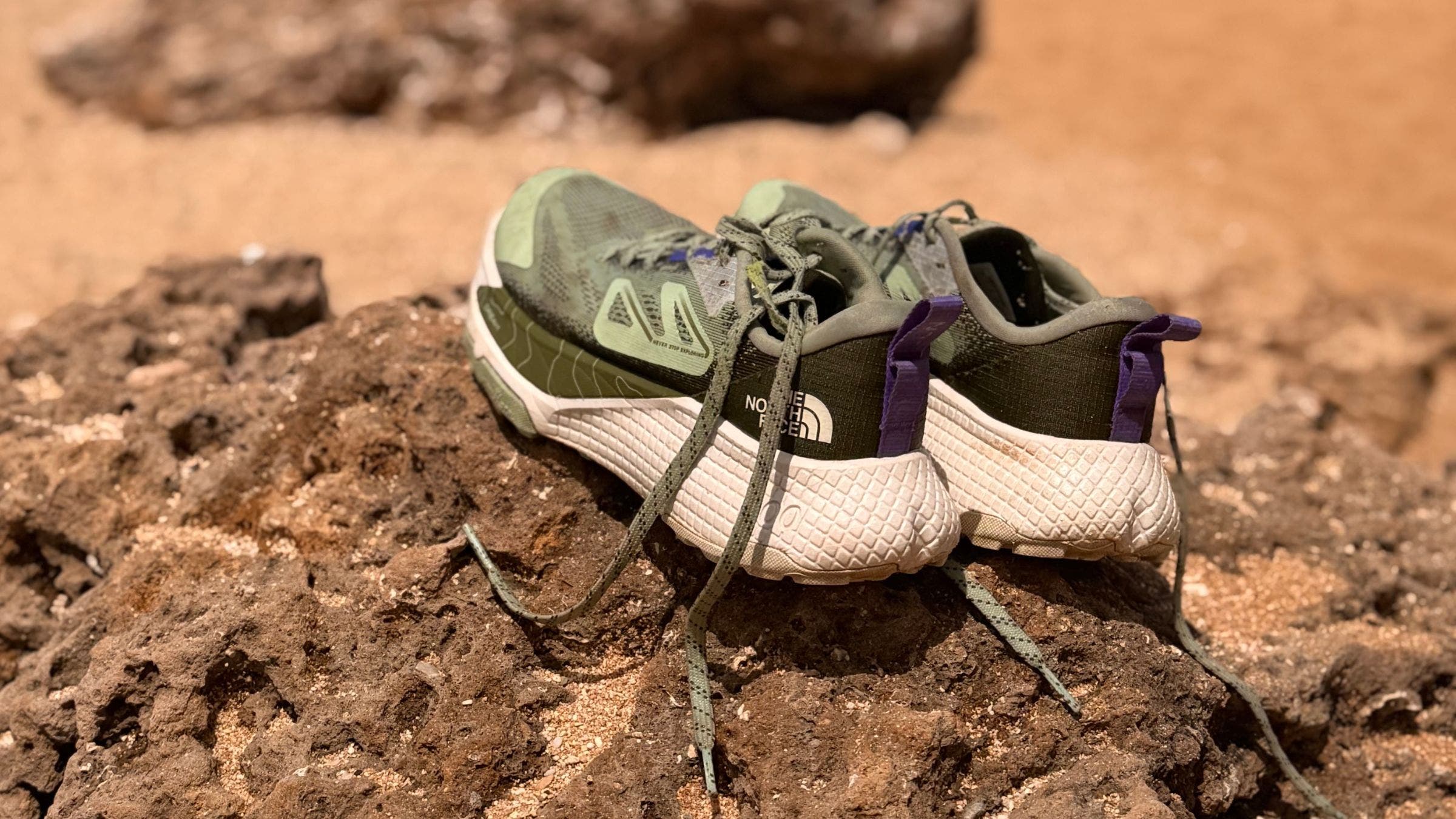 The author's beloved North Face Altamessa 500s at the beach