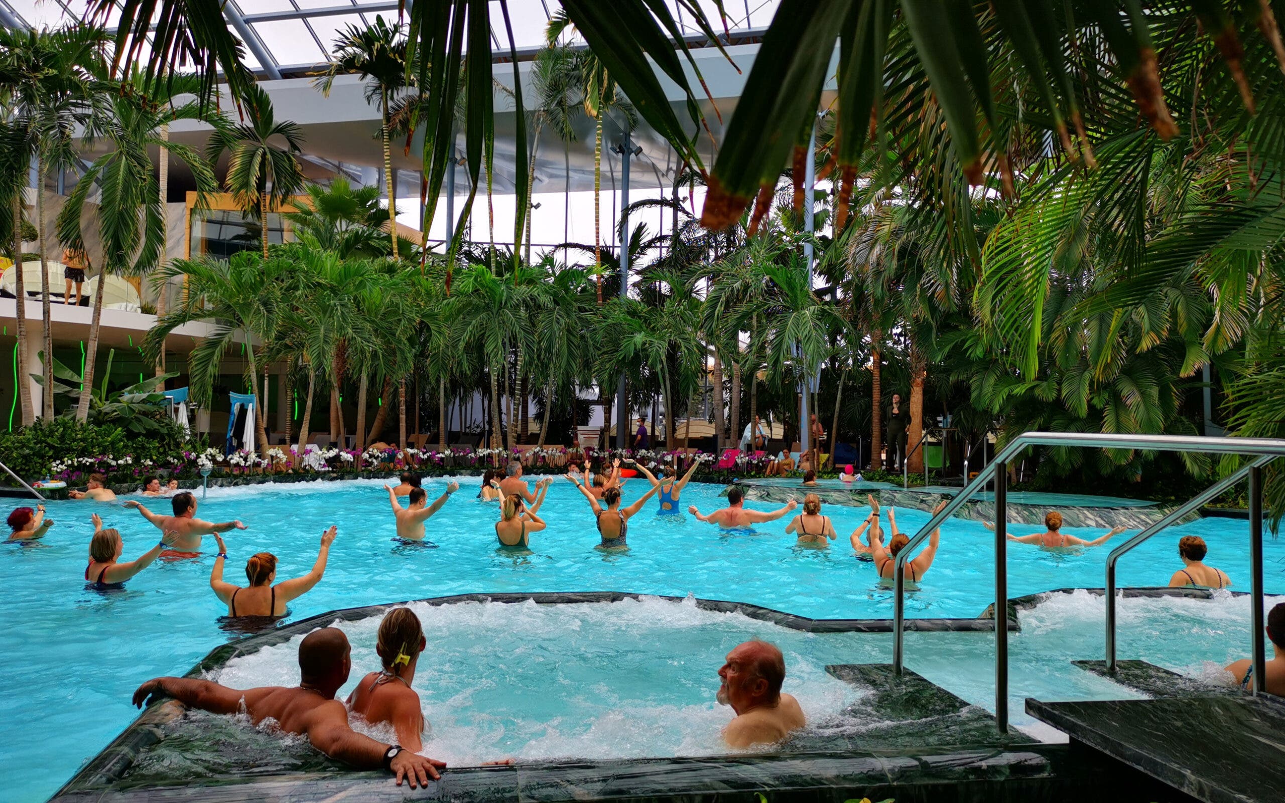 People exercise in a pool