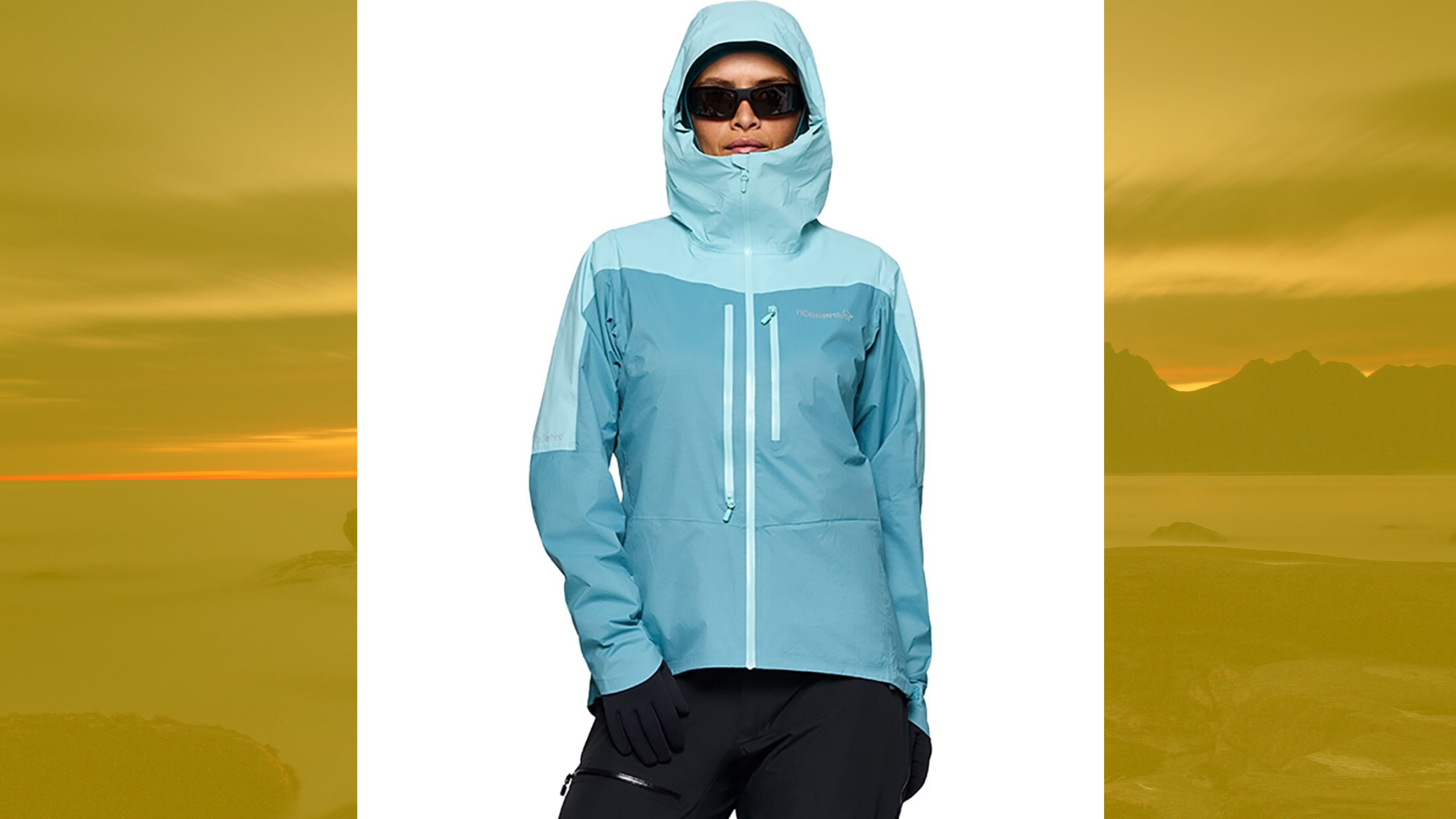 norrona lightweight rain jacket in light blue