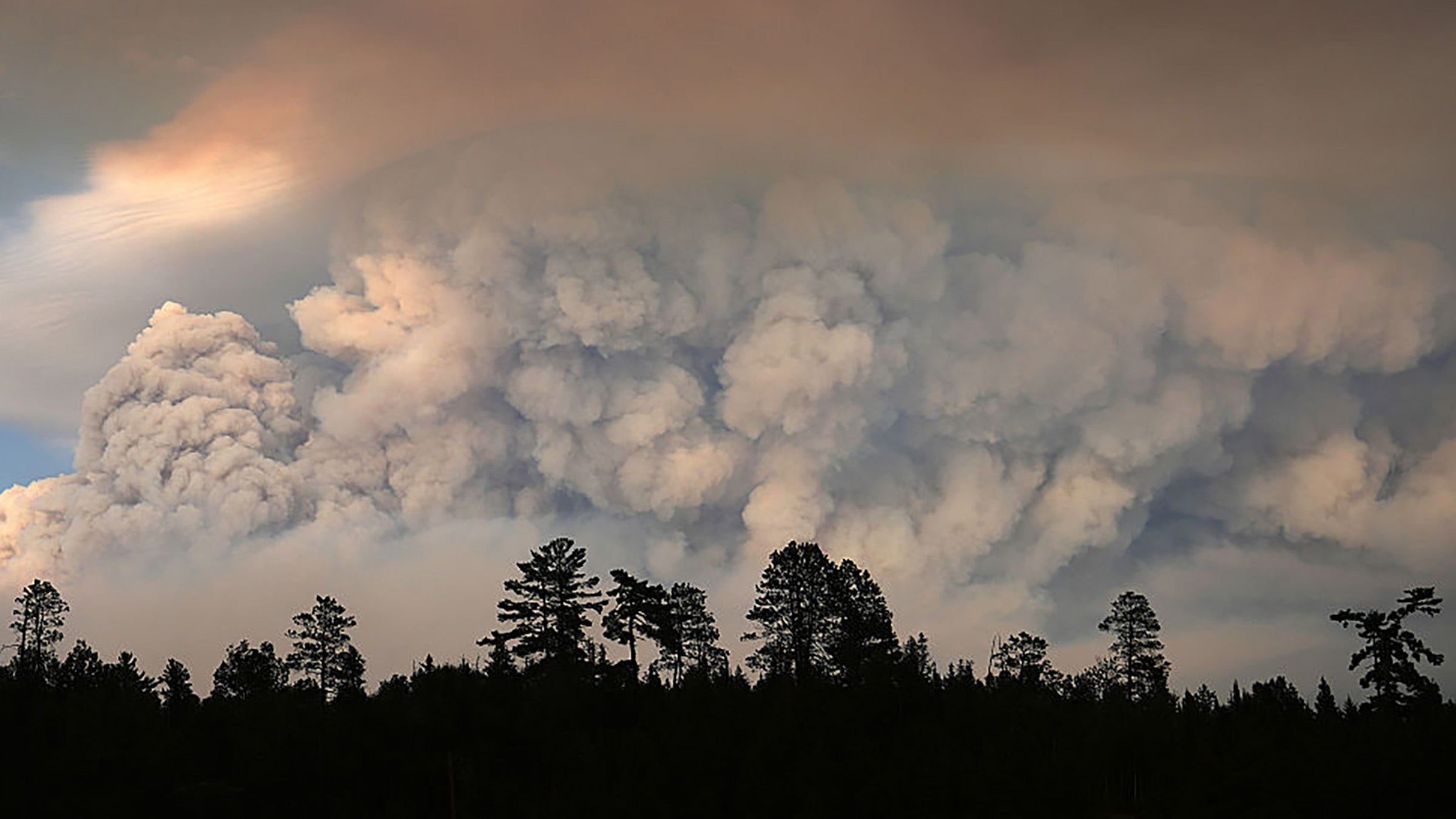 Smoke billows over the Boundary Waters in northern MInnesota