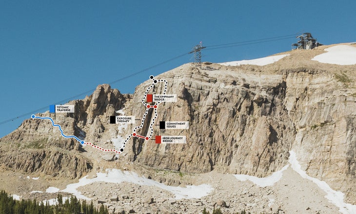 corbet's couloir via ferrata routes mapped