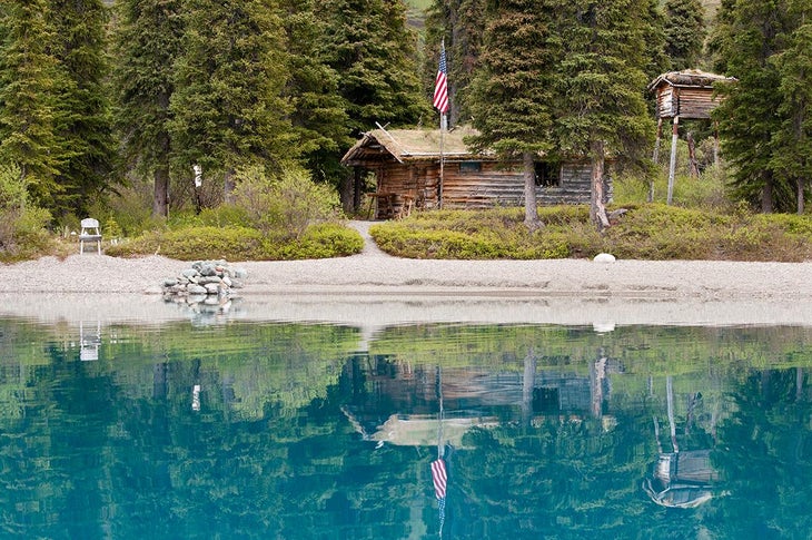 The Richard L. Proenneke Site is located on the southeast shoreline of Upper Twin Lake in Lake Clark National Park and Preserve, Alaska.