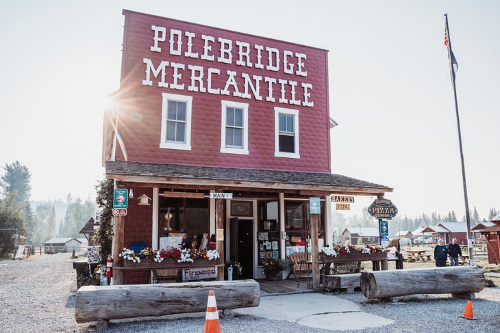 The Polebridge Mercantile store, the historic bakery and general store near Glacier National Park