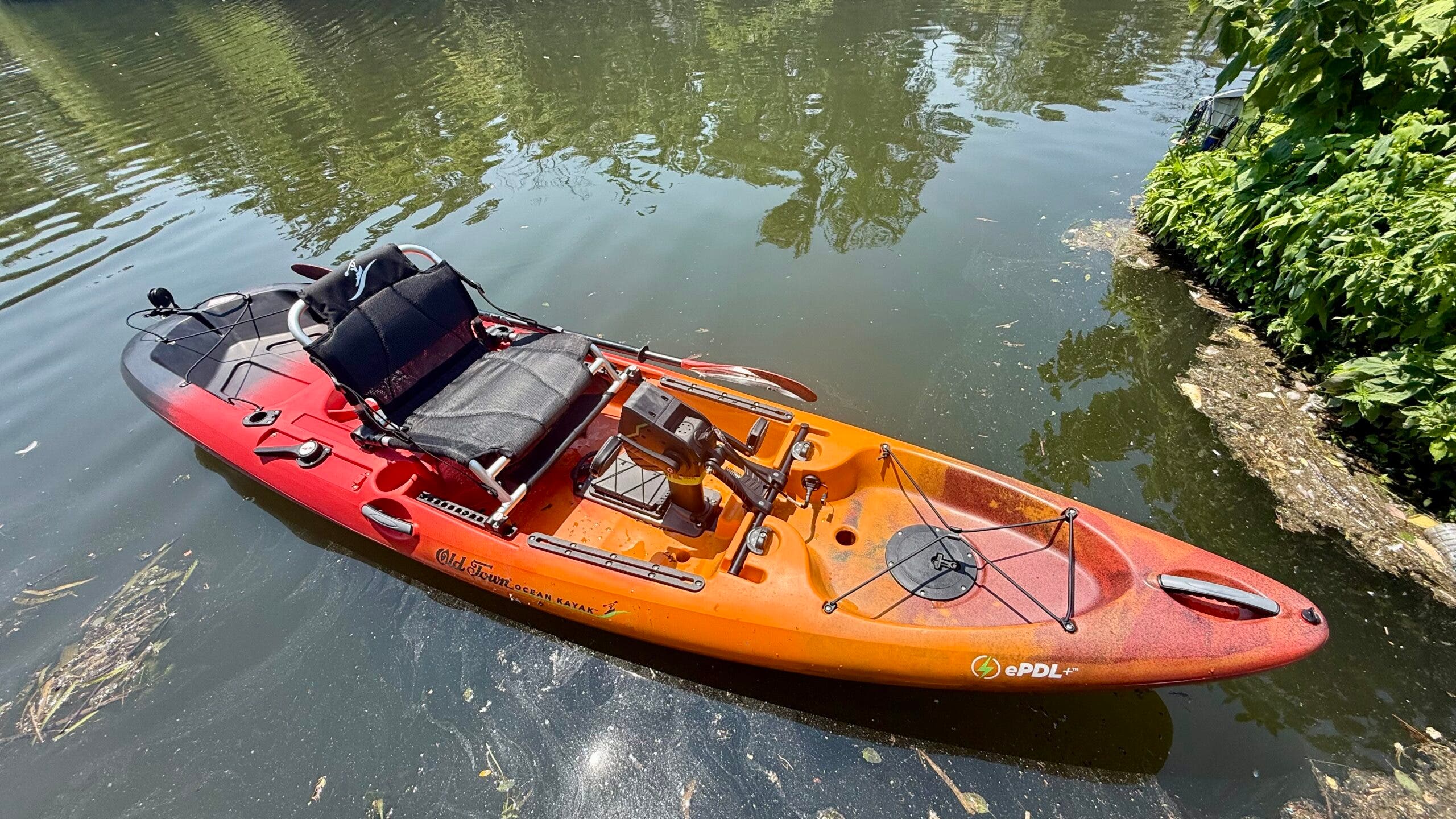 The Old Town Malibu ePDL+ 120 is a battery-powered pedal-assist kayak with cruise control.