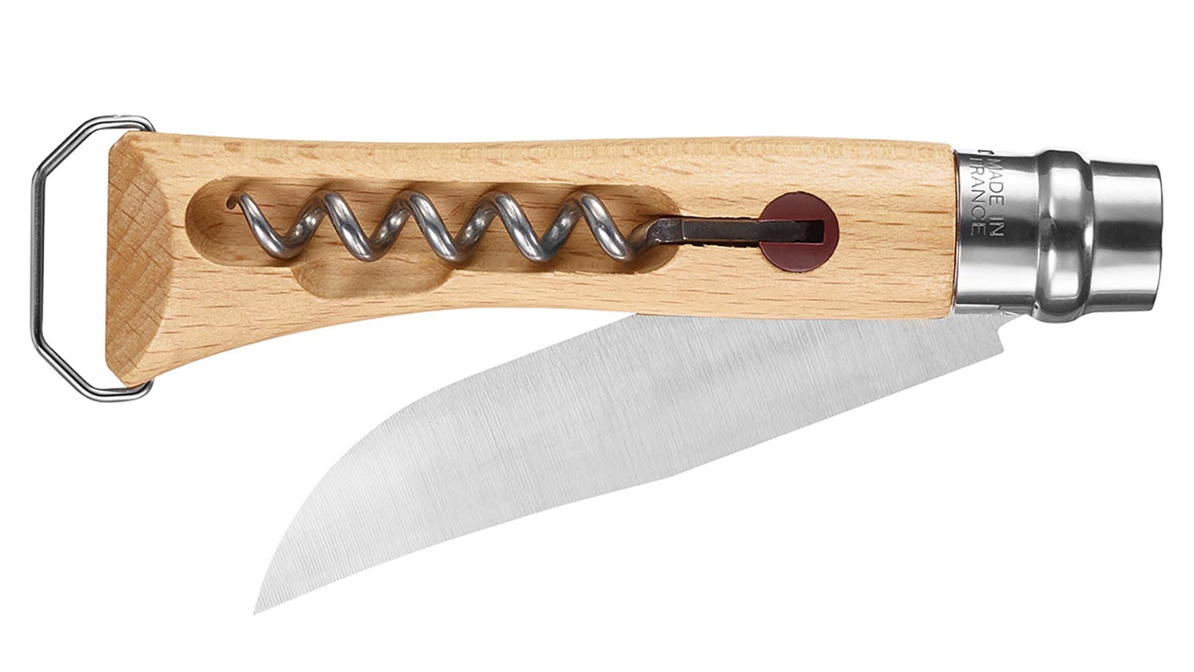 Opinel No. 10 Corkscrew Stainless-Steel Folding Knife with Bottle Opener