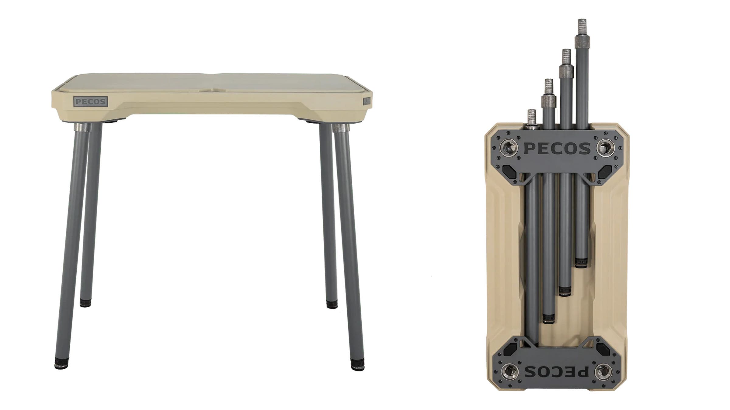 Closeup of tan Pecos Outdoor Table on white background