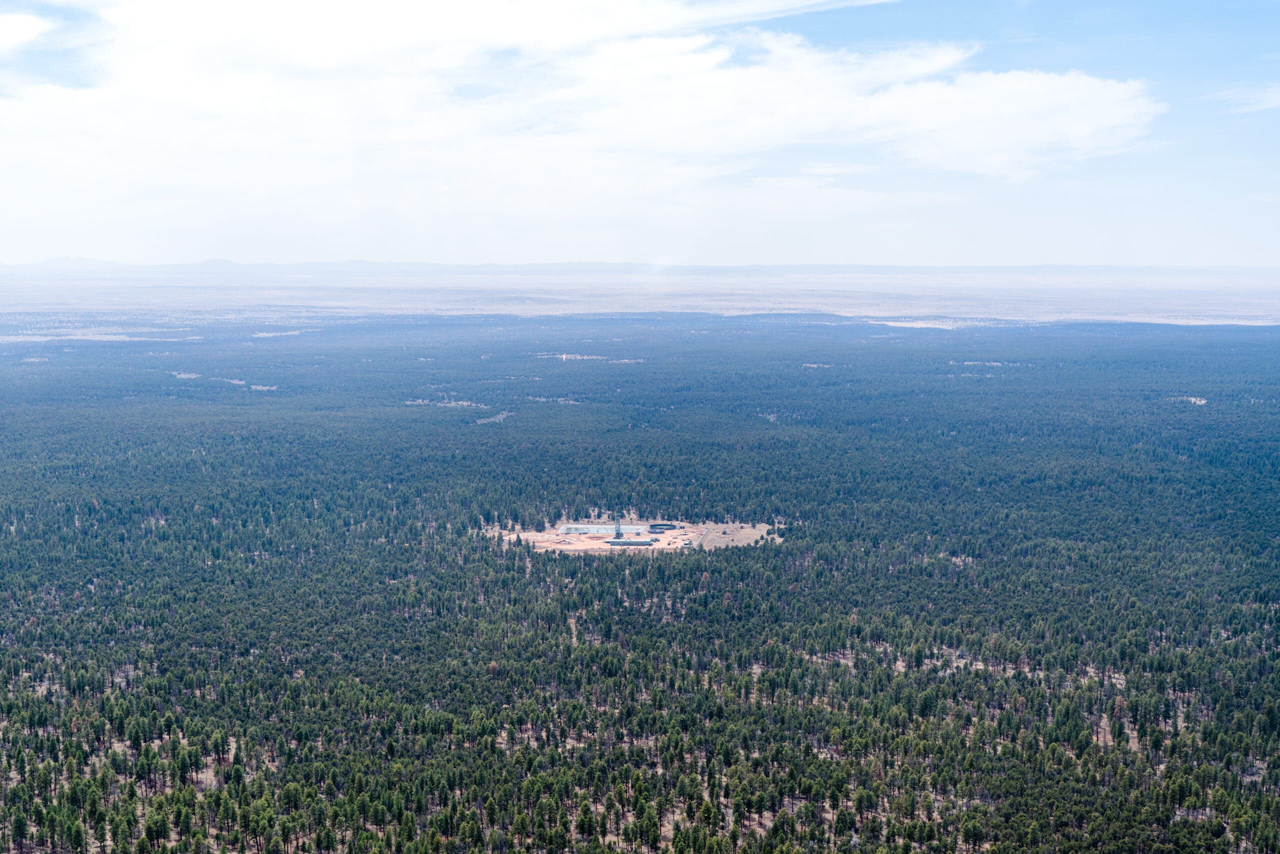 aerial view of pinyon pine mine in a forest