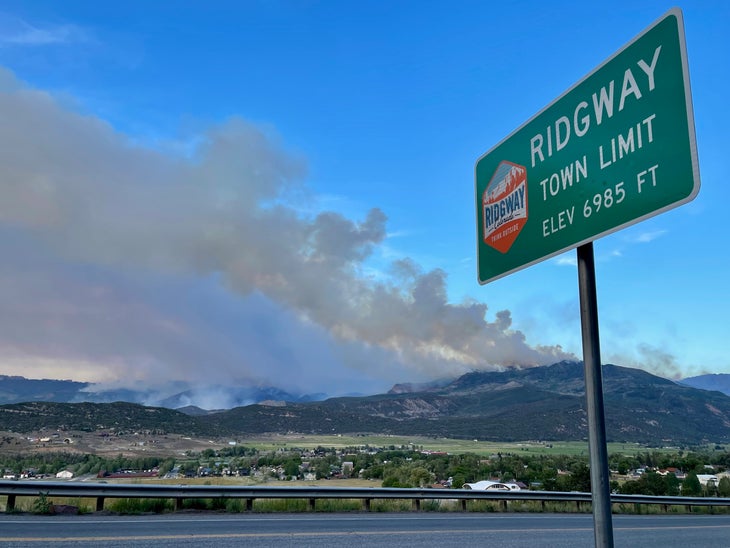 The sign for Ridgway