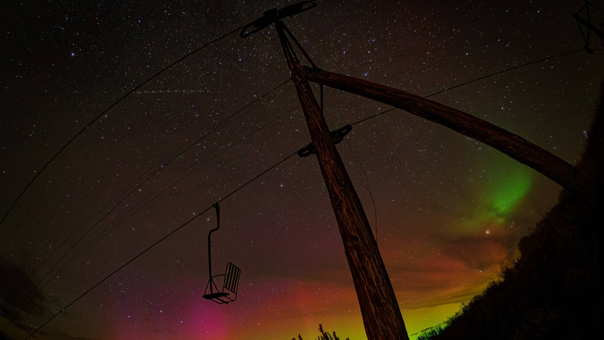 Proctor Mountain Lights, aurora borealis over Sun Valley Resort, Idaho