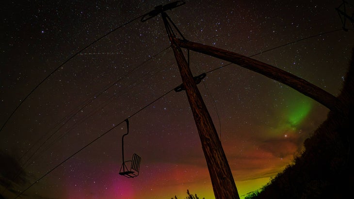 Proctor Mountain Lights, aurora borealis over Sun Valley Resort, Idaho