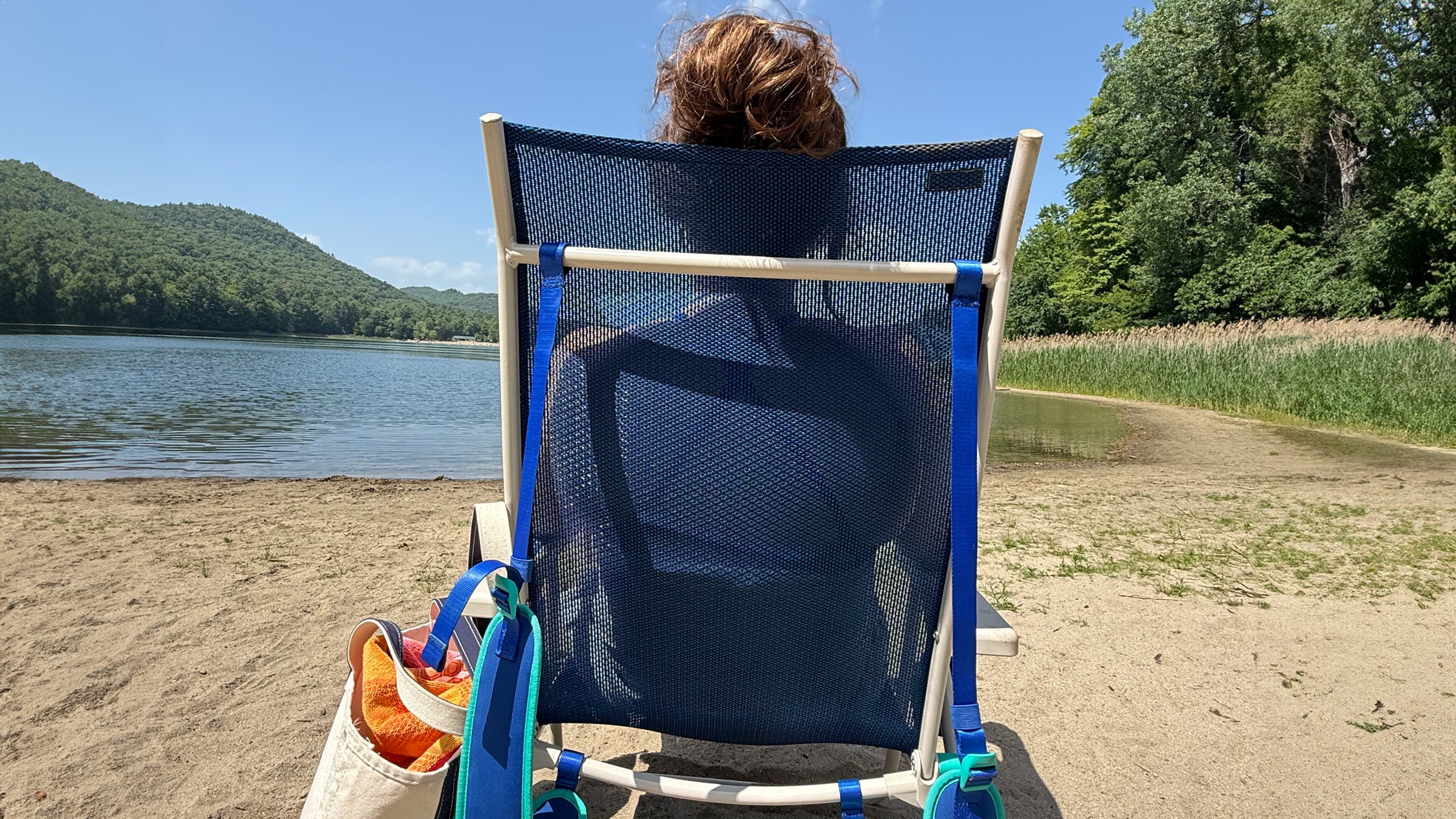 Back view of Shibumi beach chair with mesh back