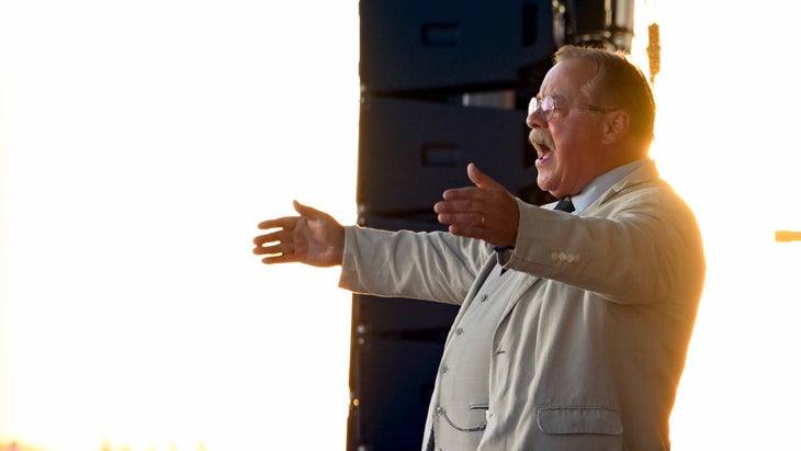 Theodore Roosevelt Impersonator Joe Wiegand speaks