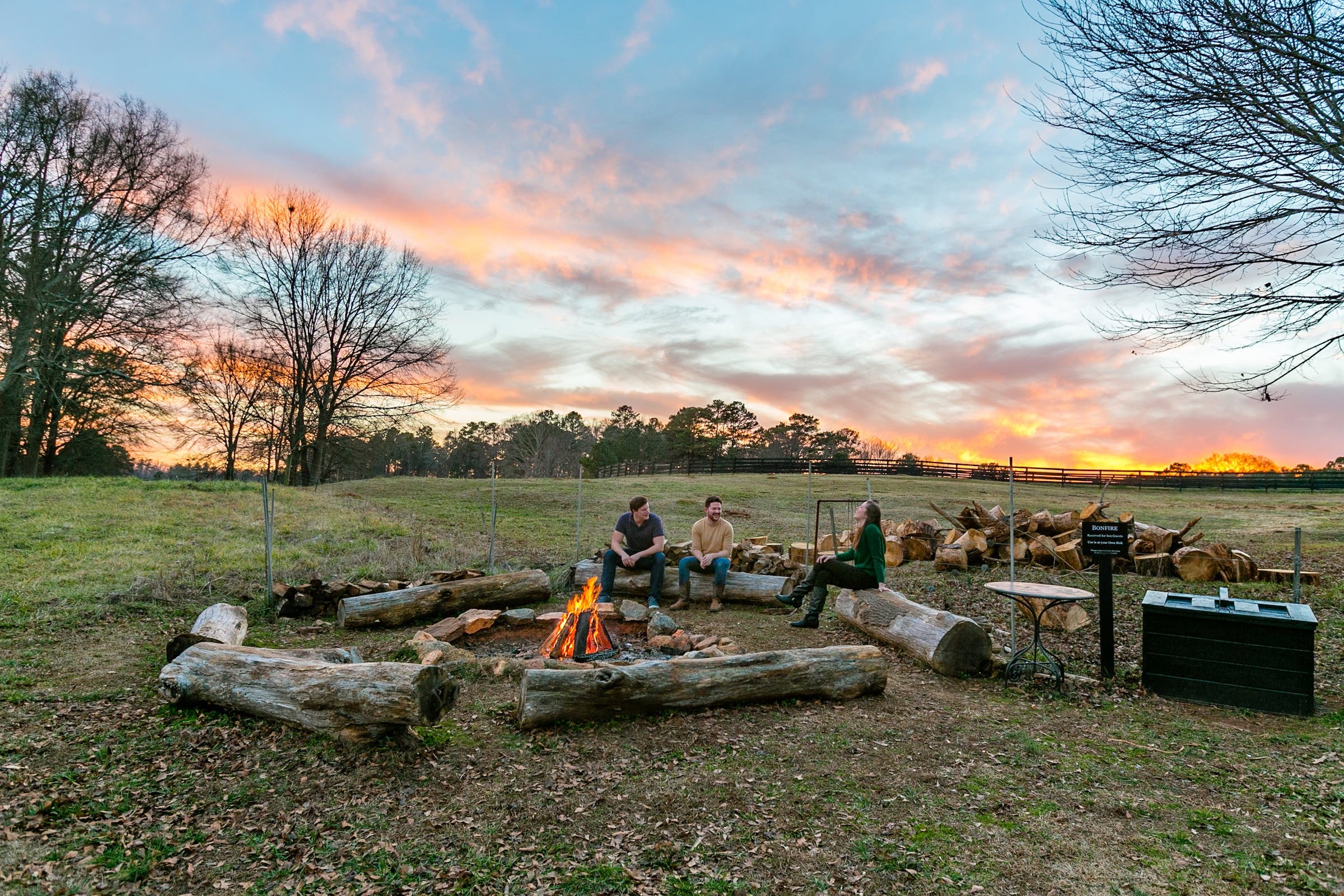 A bonfire at the Inn at Serenbe