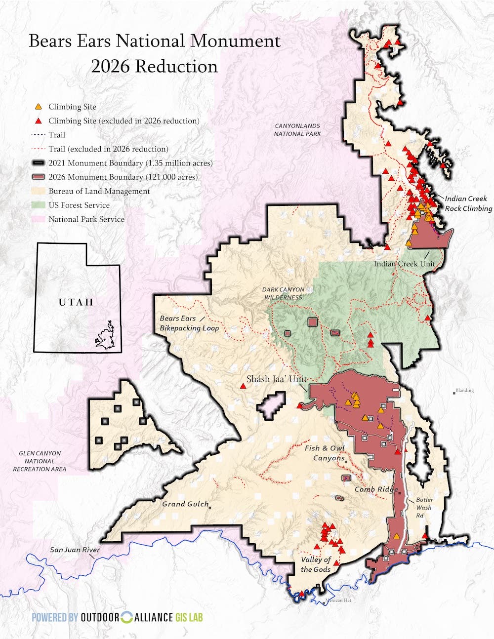 outdoor alliance map shows new boundaries of bears ears national monument