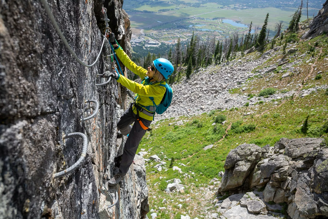 Connie Kemmerer on a via ferrata 