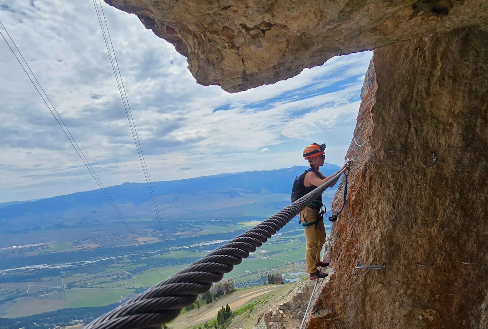 corbet's couloir via ferrata epiphany bridge