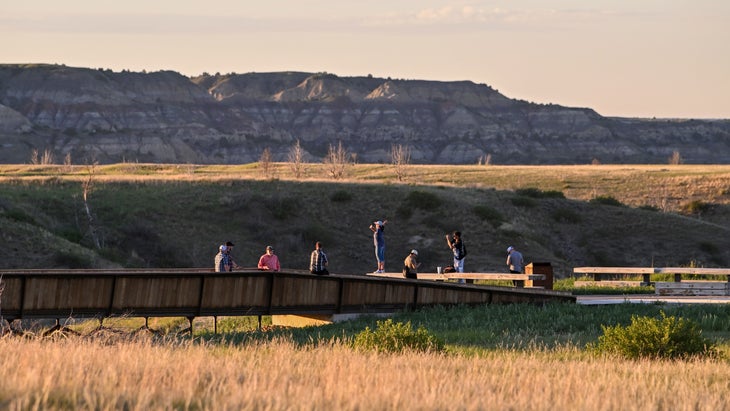Guests attend the inaugural events of the Theodore Roosevelt Presidential Library on July 04, 2026, in Medora, North Dakota.