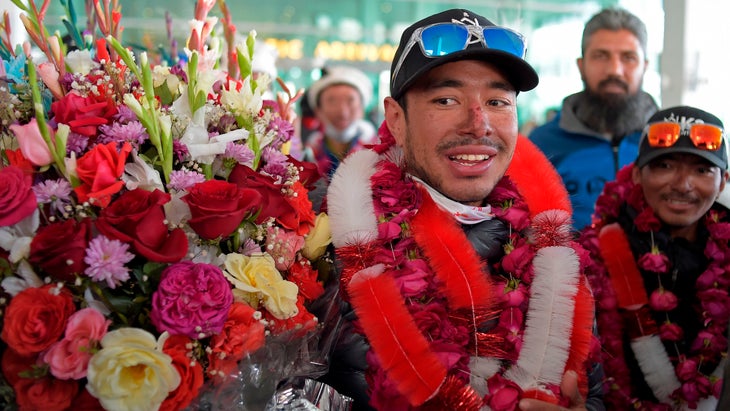 Nirmal Purja with flowers