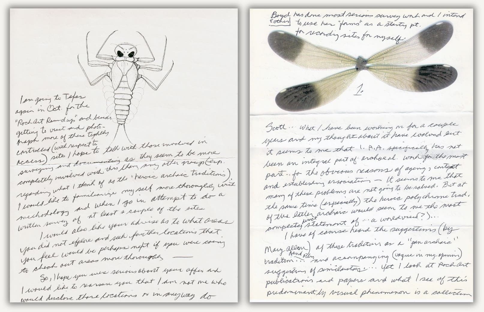Letters from Bill Ott to Scott Thybony discuss plans for future exploration