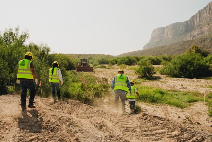Heavy Machinery and construction crews on the ground at Big Bed National Park