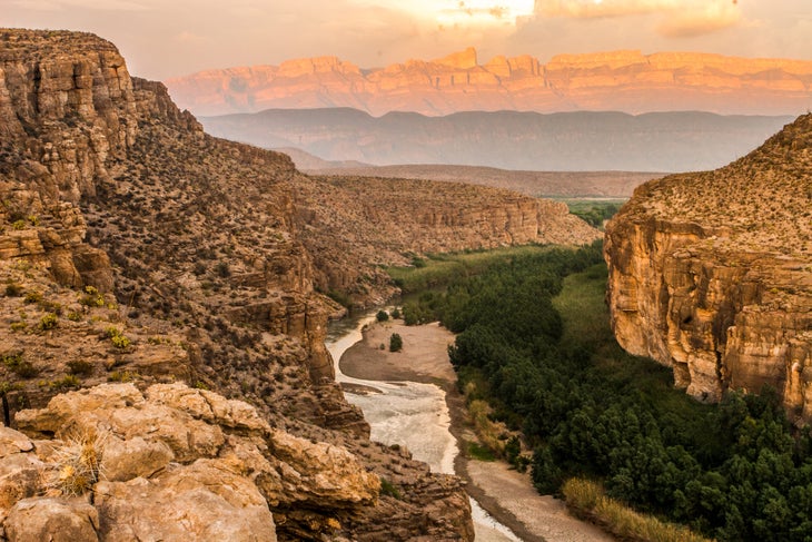Scenic view of landscape against sky during sunset,Big Bend National Park,Texas,United States,USA