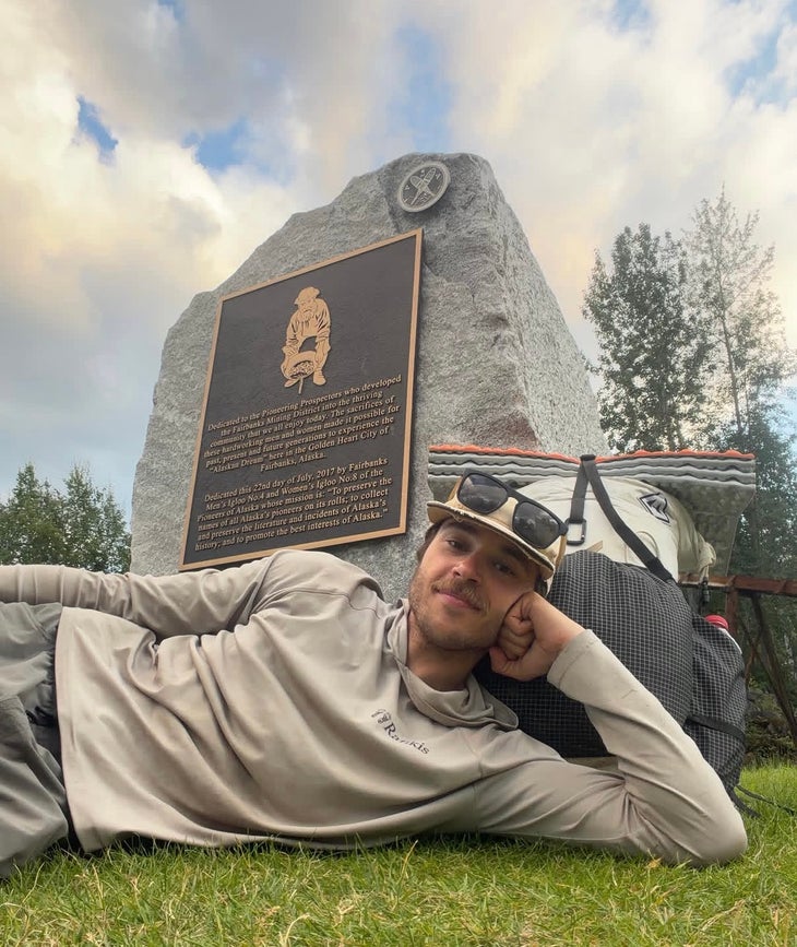 Bartels photographed at Pioneer Park, the ALT’s finishing point