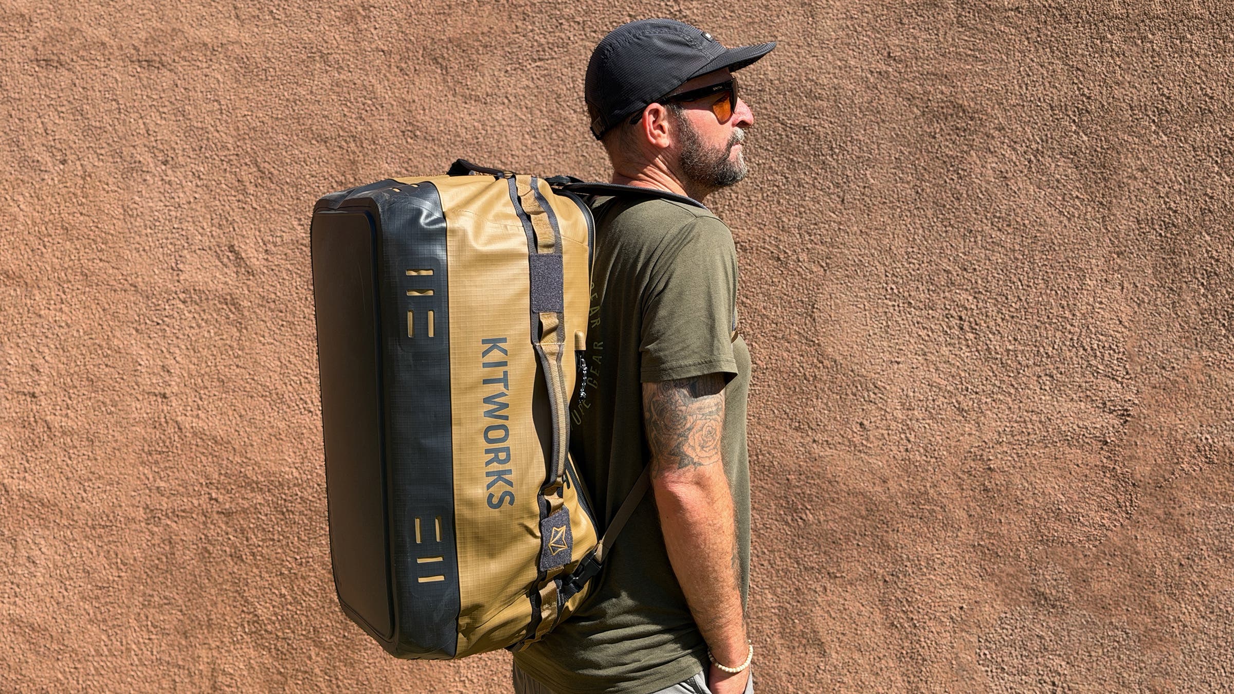 Kitworks Adventure Duffel worn as a backpack